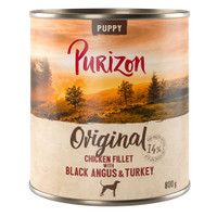 Purizon Puppy kipfilet met Black Angus-rundvlees en kalkoen natvoer voor honden - 4,8 kg