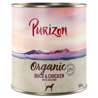 Purizon Organic Eend & Kip met Courgette natvoer voor honden - 9,6 kg