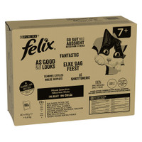 Felix Elke Dag Feest Senior Mix rund, zalm, kip, tonijn natvoer voor katten - 6,8 kg