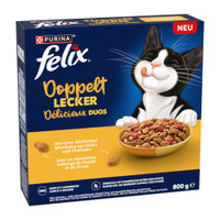 2x800g Felix Dubbel lekker Kip & Kalkoen droog kattenvoer