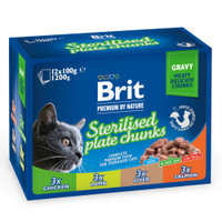 12x100g Gesteriliseerd Plate Brit Premium Cat natvoer voor katten