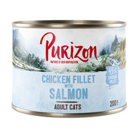 6x200g volwassen kipfilet met zalm Purizon kattenvoer