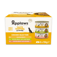 8x156g Applaws Taste Toppers in bouillon probeerpakket nat hondenvoer