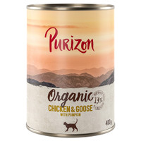 Purizon Organic kip en gans met pompoen natvoer voor volwassen katten - 2,4 kg
