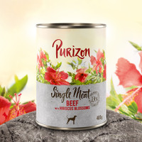 Purizon Single Meat rundvlees met hibiscusbloesems natvoer voor honden - 400 gram