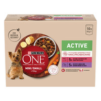 Purina One Mini/Small Active Rund & Eend volwassen natvoer voor honden - 850 gram