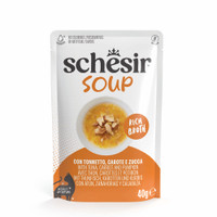 Schesir Soup tonijn, wortel en pompoen natvoer voor volwassen katten - 960 gram