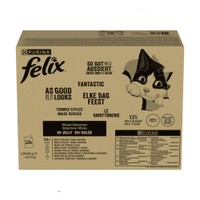 Felix Original Vis Selectie Tonijn, Zalm, Kabeljauw en Koolvis natvoer voor katten - 10,2 kg