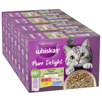 Whiskas Pure Delight gemengde ragout in gelei natvoer voor volwassen katten - 12,24 kg