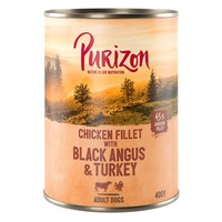Purizon Black Angus kipfilet en kalkoen met zoete aardappel en cranberry natvoer voor honden - 400 gram