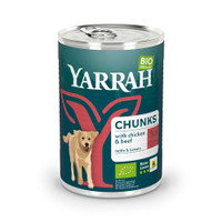 Yarrah Biologisch Chuncks Rund met Brandnetel & Tomaat natvoer voor honden - 405 gram
