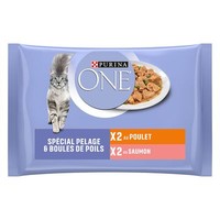 Purina One Sterilcat Hairball Coat & Hairball kip en zalm natvoer voor volwassen katten - 340 gram