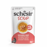 Schesir Soup zalm en wortel natvoer voor volwassen katten - 480 gram