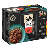 Sheba Sauce Collections rund, kip, lam & kalkoen natvoer voor volwassen katten - 12,24 kg