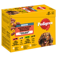 Pedigree Senior maaltijdzakjes multipack natvoer voor honden - voordeelpakket: gemengde selectie in gelei (4 varianten) 96 x 100 g