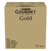 Gourmet Gold Mousse rund, konijn, lam, kalfsvlees natvoer voor volwassen katten - 8,16 kg