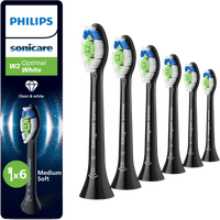 Philips W2 Optimal White zwarte opzetborstels - 6 stuks