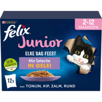 Felix Elke Dag Feest Junior nat in gelei mix natvoer voor katten - 4,08 kg