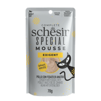 Schesir Special Exigent Pouch Mousse Kip & Eendenlever natvoer voor volwassen katten - 70 gram
