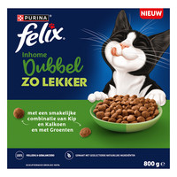 Felix Sensations Inhome Dubbel zo lekker kip en kalkoen kattenbrokken voor volwassen katten - 800 gram