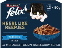 Felix Heerlijke Reepjes Visselectie natvoer voor volwassen katten - 3,84 kg