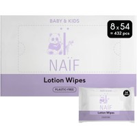 Naïf - Plasticvrije lotiondoekjes - 432 stuks (8 x 54 vochtige doekjes) - voor baby en kind - babybillen, lichaam en gezicht - met aloë vera en bamboe - 0% toegevoegd parfum en alcohol