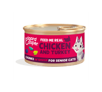 Edgar & Cooper senior graanvrij stukjes kip & kalkoen natvoer voor katten - 85 gram