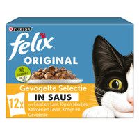 Felix Original Gevogelte Selectie natvoer voor katten in saus - 4,08 kg