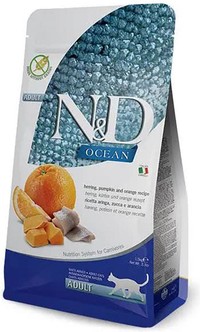 Farmina N&D Ocean Adult haring, sinaasappel & pompoen kattenbrokken - 5 kg