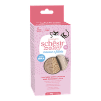 Schesir Kitten bouillon kip & zalm mousse & filets natvoer voor katten - 165 gram