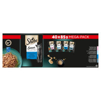 Sheba Delicatesses visselectie in saus, natvoer voor katten (maaltijdzakjes, megapack) 2 verpakkingen (80 x 85 g)