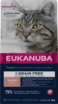 Eukanuba graanvrije senior kattenbrokken met zalm - 2 kg