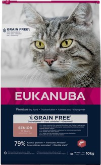 Eukanuba Grain Free Senior zalm kattenbrokken - 10 kg