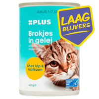Plus Brokjes in gelei kip & kalkoen natvoer voor katten - 405 gram