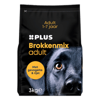 PLUS Brokkenmix volwassen gevogelte & rijst hondenbrokken - 3 kg