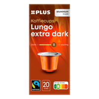 Plus Compact & Krachtig Lungo Extra Donker Fairtrade koffiecups - 20 stuks