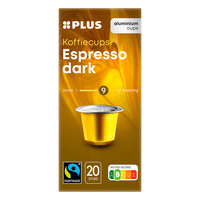 Plus Espresso Dark Fairtrade koffiecups - 20 stuks