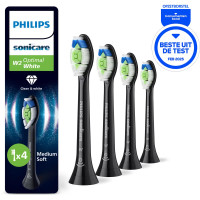 Philips W2 Optimal White zwarte opzetborstels - 4 stuks