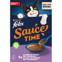 Felix Sauce Time met zalmsmaak natvoer voor volwassen katten - 240 gram