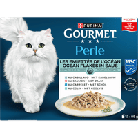 Gourmet Perle Ocean Flakes in Saus met Zalm, Kabeljauw, Koolvis en Schol natvoer voor katten - 1,02 kg