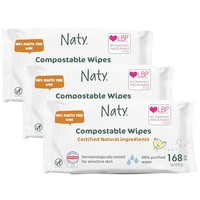 Naty Parfumvrij 98% water babydoekjes - 168 stuks