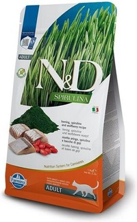 Farmina N&D Spirulina Haring & Kattenkruid volwassen kattenbrokken - 1,5 kg