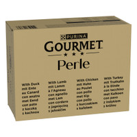 Gourmet Perle eend, lam, kip, kalkoen natvoer voor volwassen katten - 8,16 kg