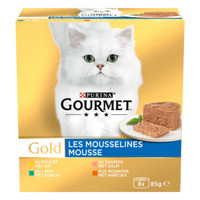 Gourmet Gold Mousse kip/zalm/niertjes/konijn natvoer voor katten - 16,32 kg