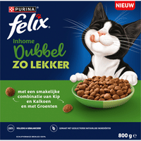 Felix Sensations Inhome Dubbel Zo Lekker volwassen kattenbrokken met kip, kalkoen en groenten - 800 gram