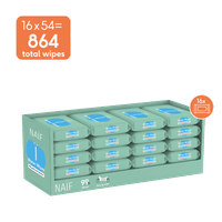 Naïf plasticvrije waterbabydoekjes - 864 stuks