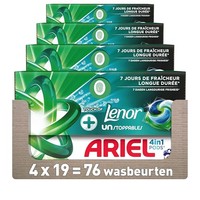 Ariel 4in1 PODS + Touch of Lenor Unstoppables, 4 x 19 wascapsules