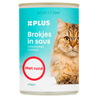 Plus Brokjes in saus rund natvoer voor katten - 415 gram