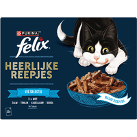 Felix Heerlijke Reepjes visselectie natvoer voor volwassen katten - 960 gram