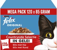 Felix Original Countryside Mix Selectie in Gelei Rund & Kip natvoer voor volwassen katten - 10,2 kg